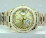 Copy Rolex Day Date 40mm Watch All Gold President White Stick